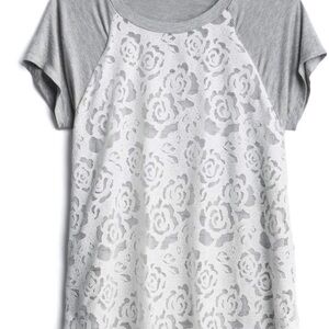 Doe & Rae Gray and White Lace Top